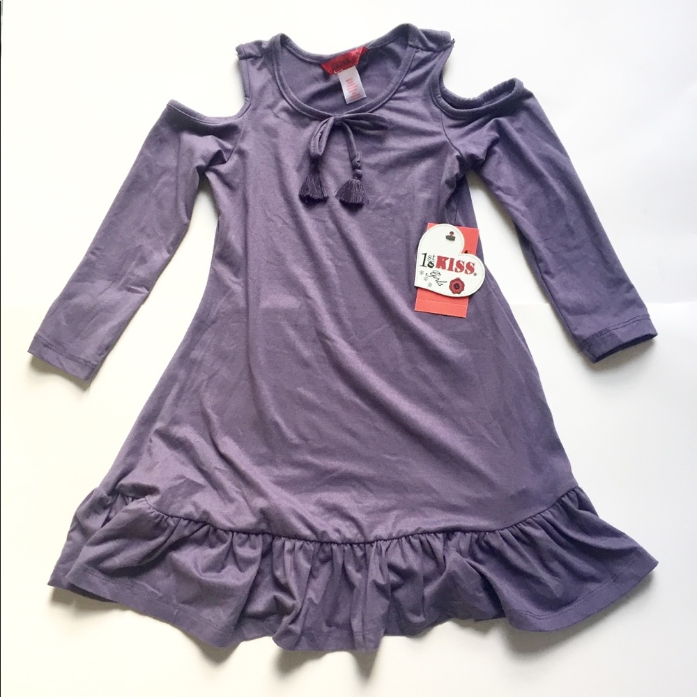 1. KISS Girl toddler girl long sleeve purple dress